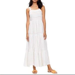 LOFT White and Multicolor Striped Dress